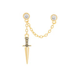 Dagger Double Stud Chain Earring