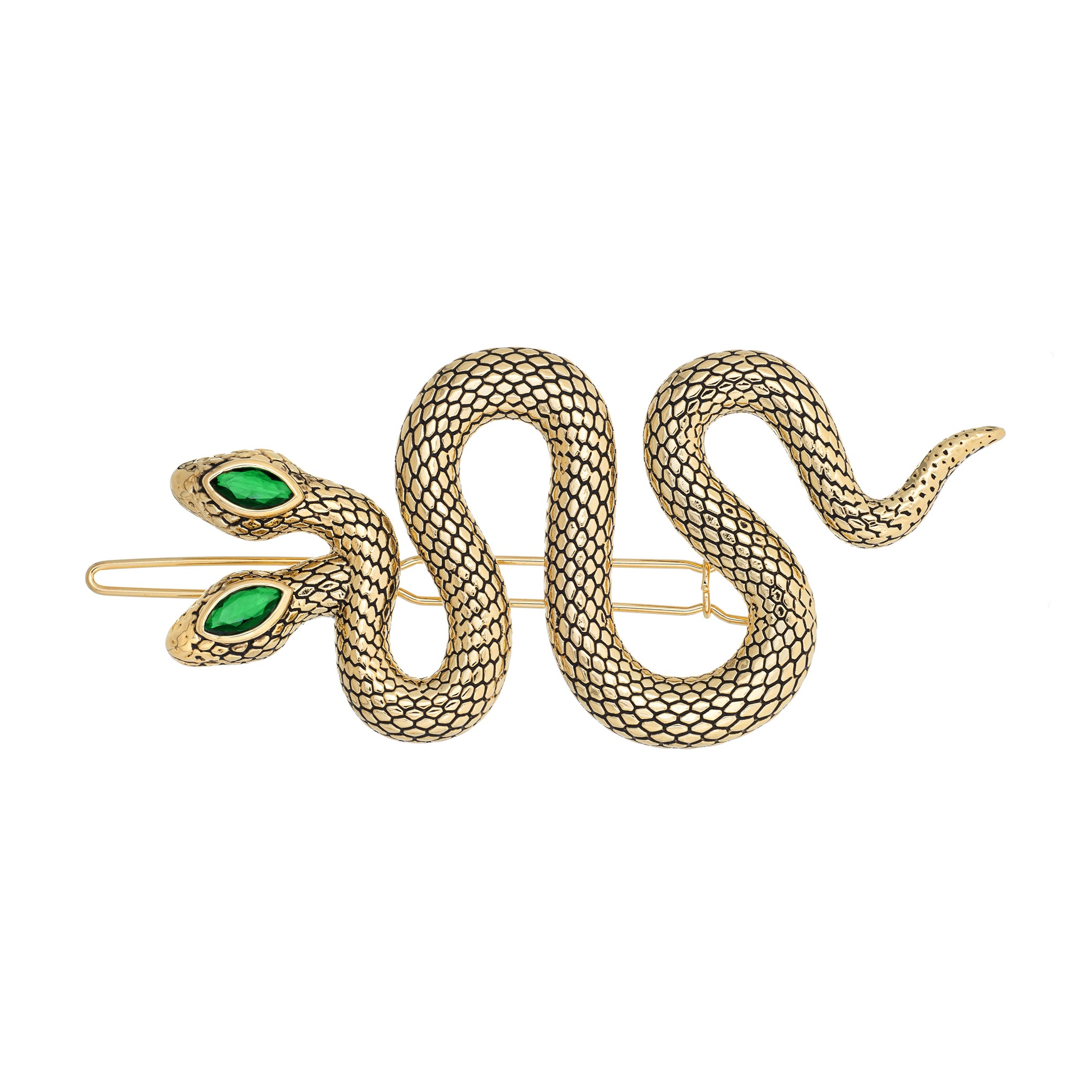 Snake Barrette with Green Eyes - Serpent Punk Edgy Gold Tone Hair Accessory Amazon.com : 4pcs Snake Hair Clip Vintage Decorative Metal  main image 2