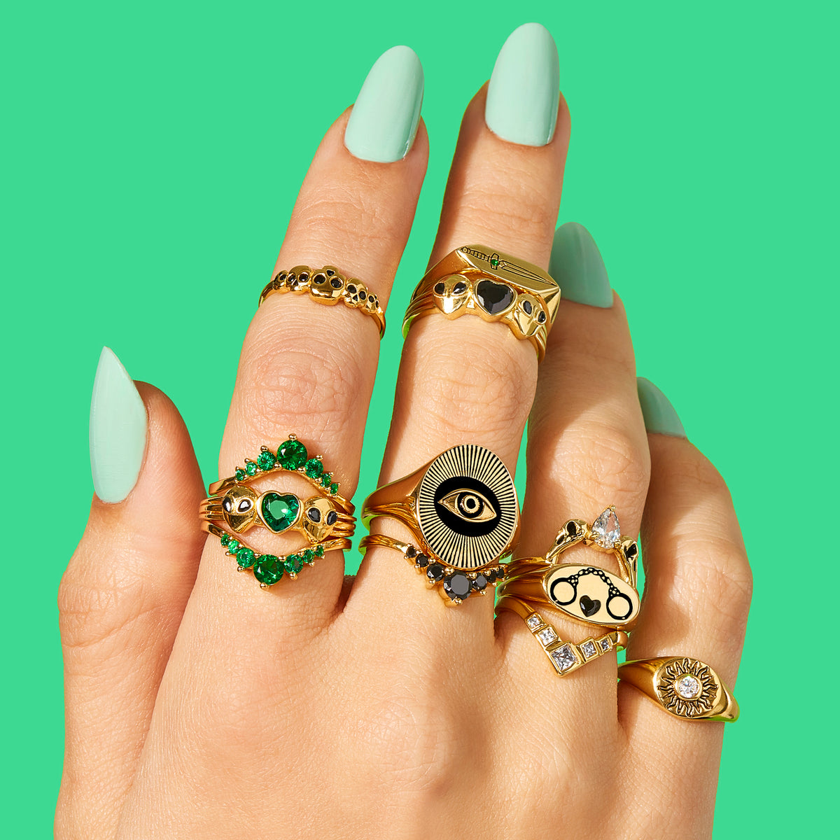 Little Rooms Cosmic Love Ring - Green