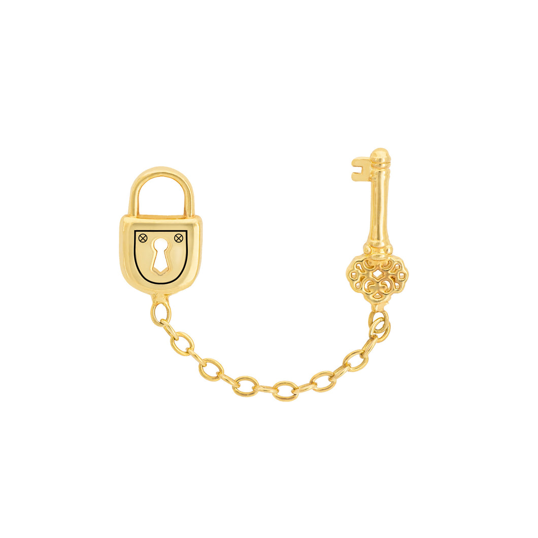 Padlock Double Stud Chain Earring