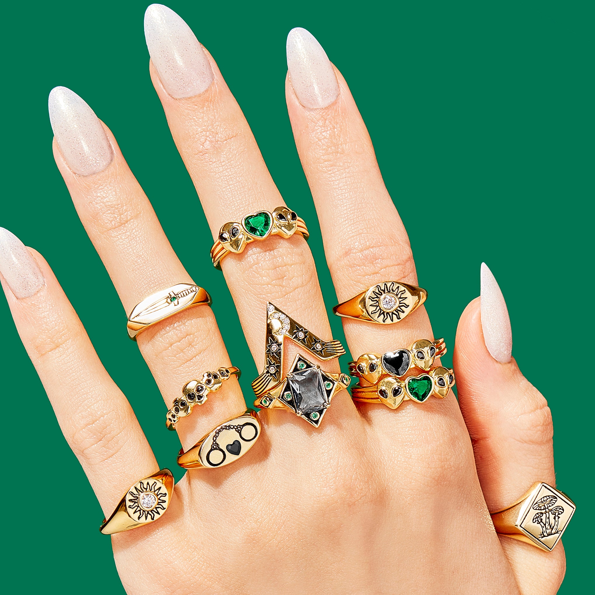 Little Rooms Cosmic Love Ring - Green